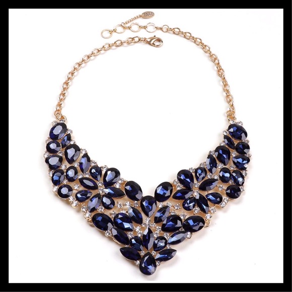 Amrita Singh Jewelry - Amrita Singh Austrian Crystals Bib Necklace Blue